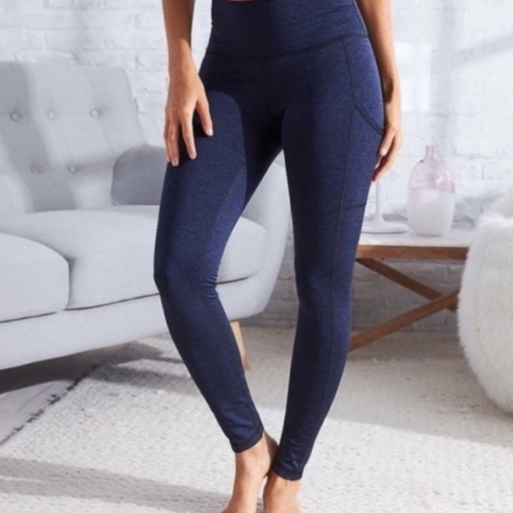 Aerie Blue Athletic Leggings | Elastic | Drawstring | Medium M | Pockets